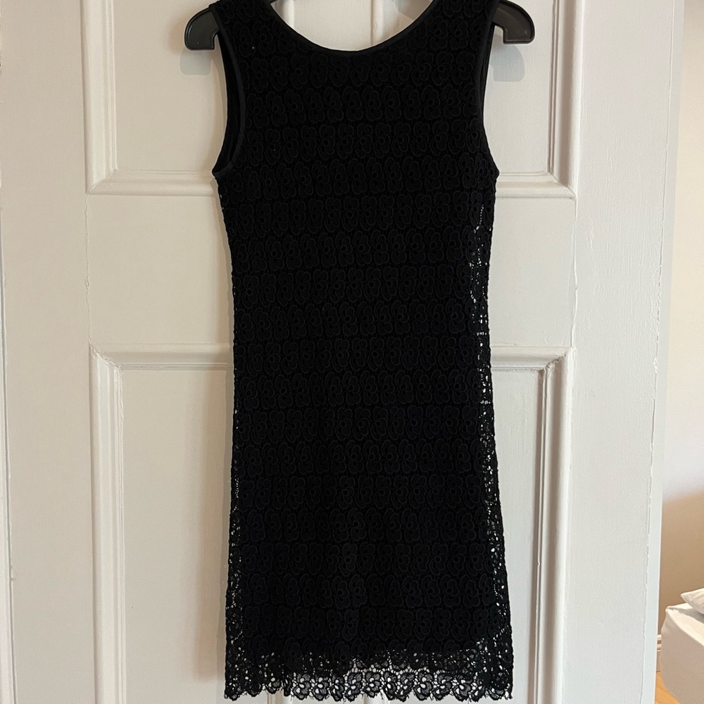 Black embroidered mini dress